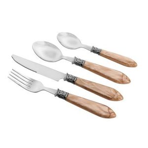 FAQUEIRO 24PC DE ACO INOX MOTHER PEARL BEGE LUXO