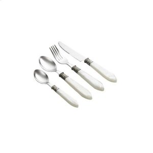 FAQUEIRO 24 PEÇAS DE ACO INOX MOTHER PEARL MARFIM LUXO