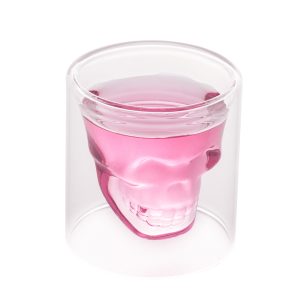 JOGO DE COPOS CAVEIRA PAREDE DUPLA DE VIDRO 154ML LYOR 2UN