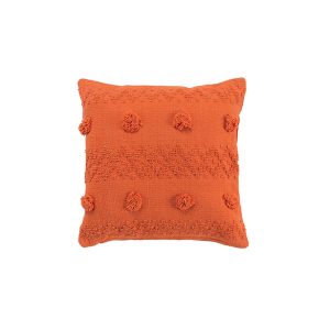 Almofada Capa Removível Pompom Algodão Alenia Laranja