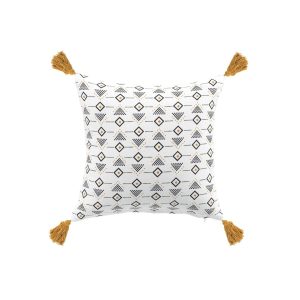 Almofada Pompom Algodão Estampado Letiko Branco