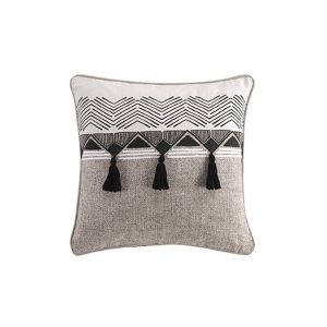 Almofada Capa Removível Pompom Algodão Estampado Kenya